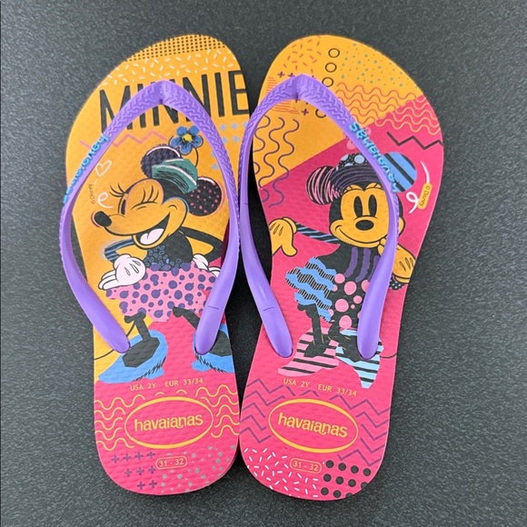 Havaianas Kids Minnie Mouse Flip Flops - Orange and Pink - Picture 1 of 2